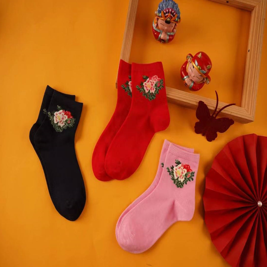 CNY Quarter Flowery Socks