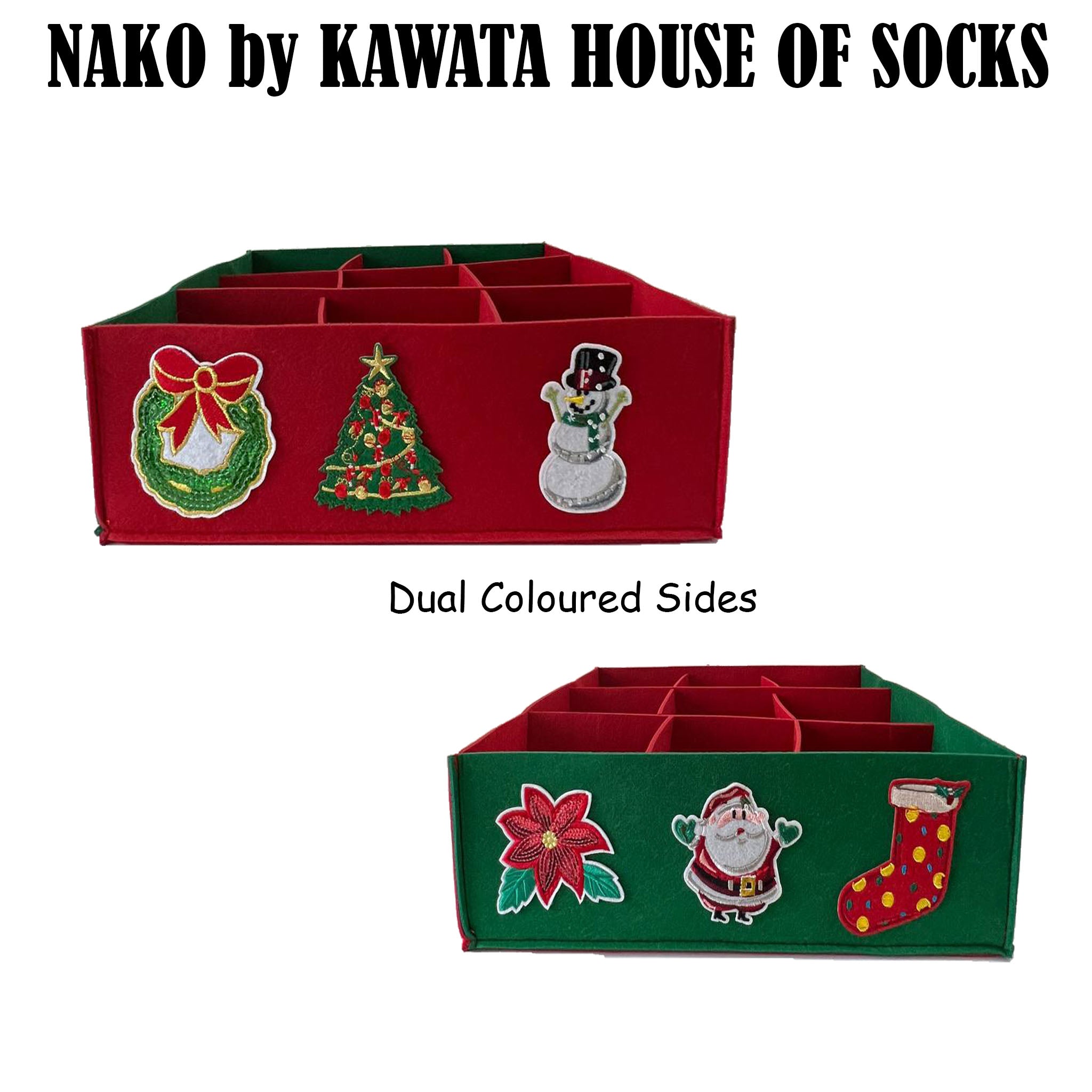 Eagrai Compartment Organizer Christmas Dual Coloured Box Kawata House of Socks