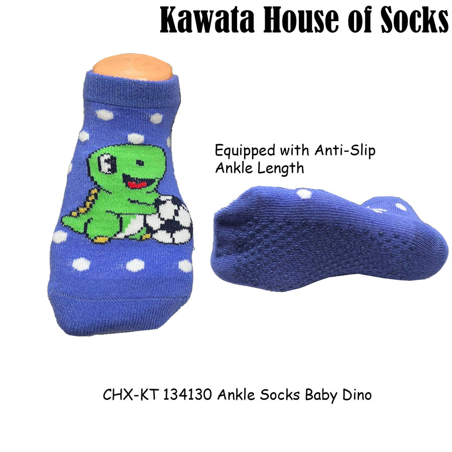 Anti Slip Ankle Baby Dino Socks (Baby to Kids age )