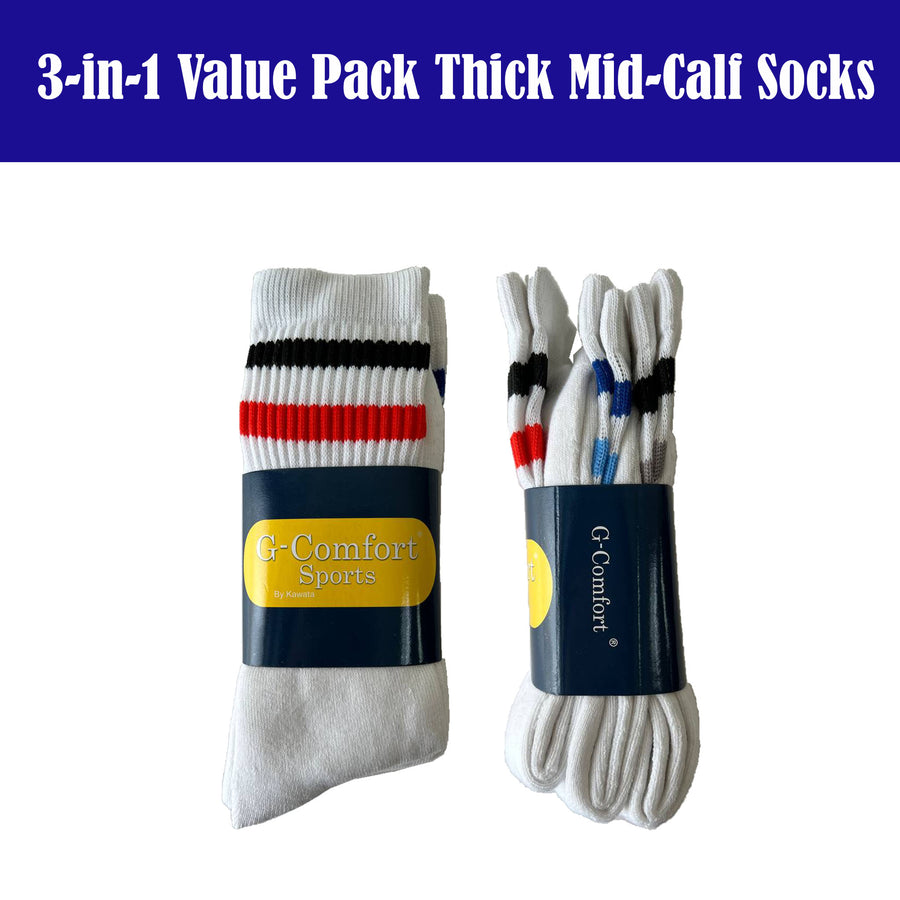 3-in-1 Value Pack Stripe Sport Socks