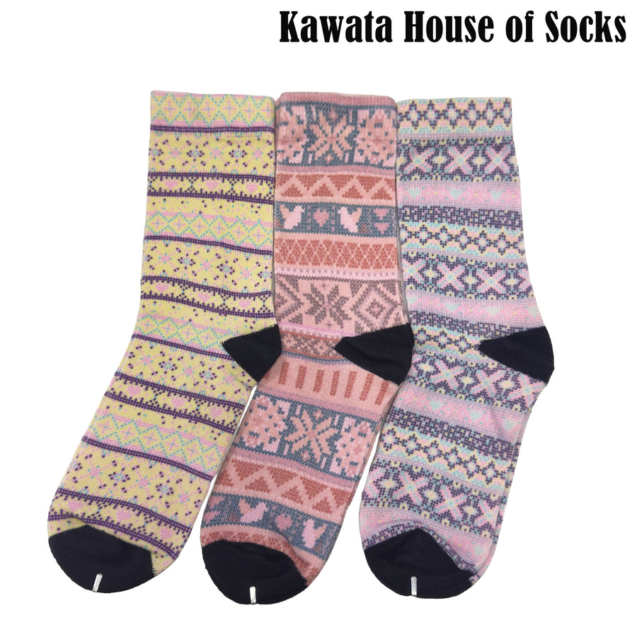 3-in-1 Motif Designs Bundle Mid-Calf Socks EU35-EU39 ( Set B )