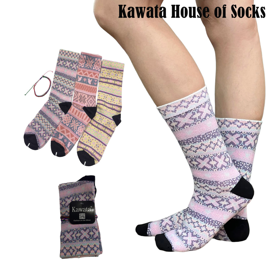 3-in-1 Motif Designs Bundle Mid-Calf Socks EU35-EU39 ( Set B )