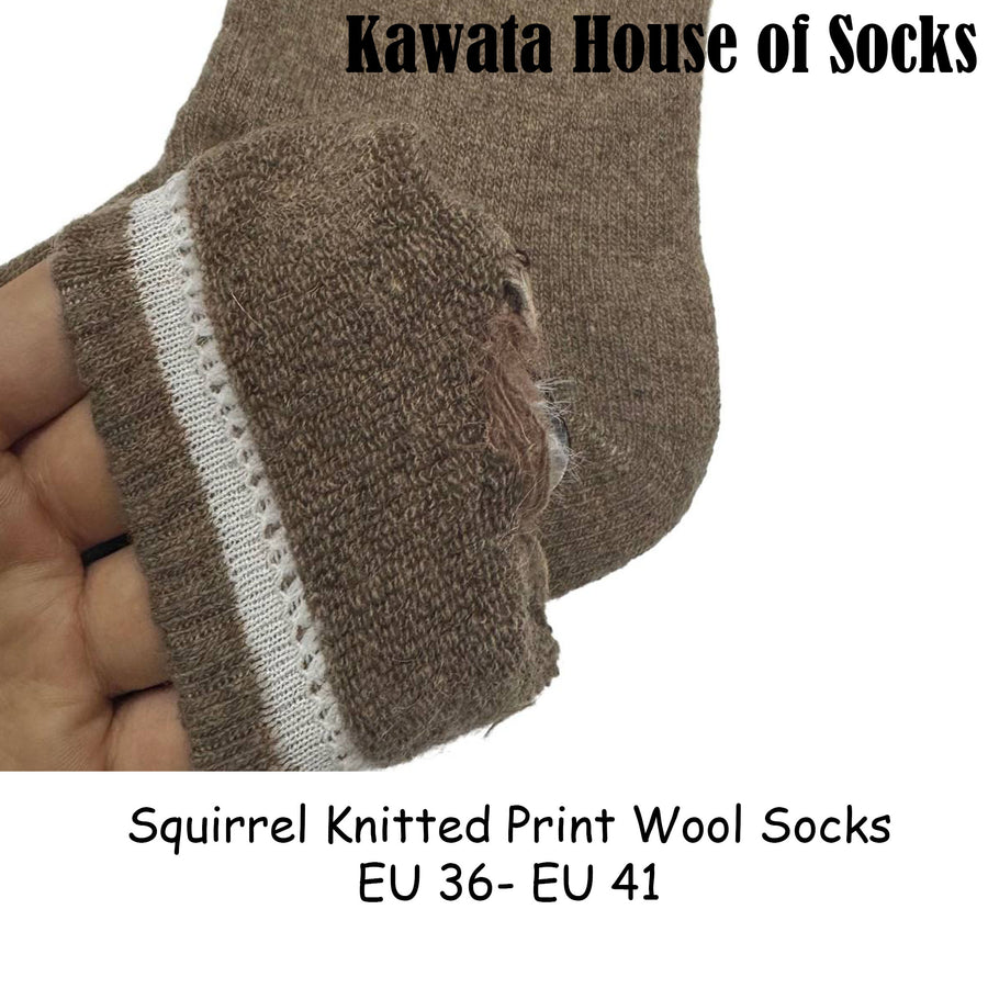 Winter Wool Socks - Squirrel Knitted ( Thick )
