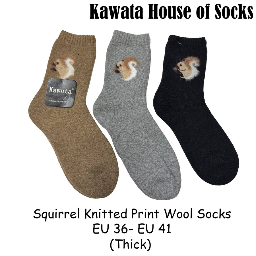 Winter Wool Socks - Squirrel Knitted ( Thick )