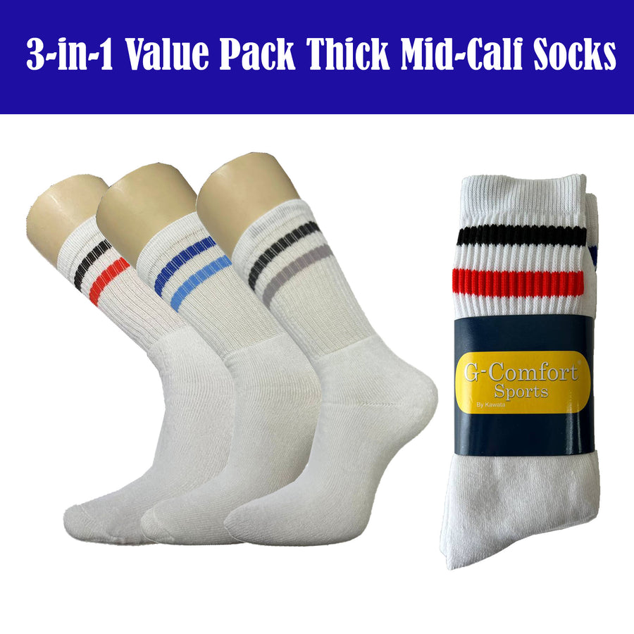 3-in-1 Value Pack Stripe Sport Socks
