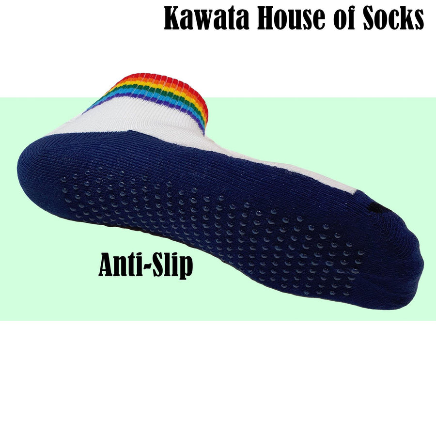 Rainbow Anti Slip Quarter Socks for Young Kids - Kawata House of Socks