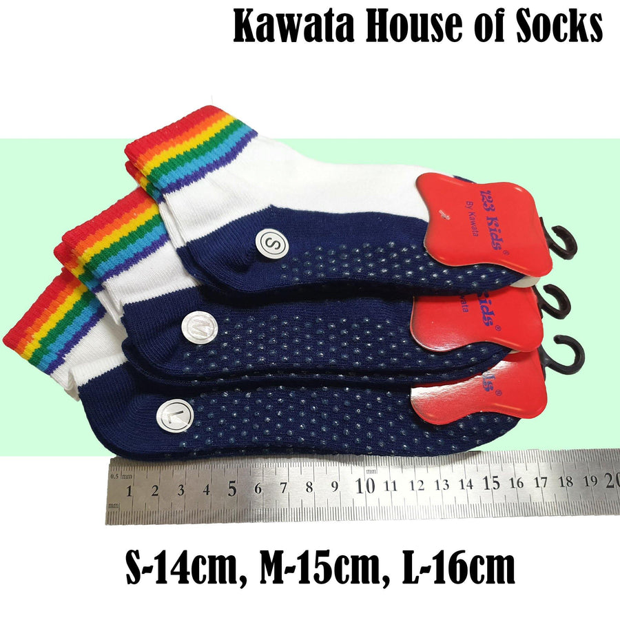 Rainbow Anti Slip Quarter Socks for Young Kids - Kawata House of Socks