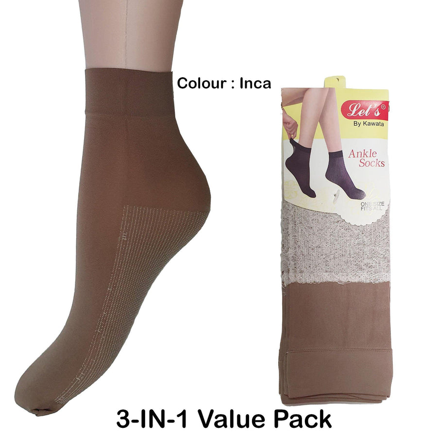 Ankle Stocking with  Cotton Blend sole - Kawata House of Socks in Inca Colour