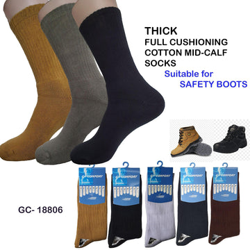 GC 18806 Full Base Cushion Sport Socks / Thick Mid Calf Cotton Socks - Kawata House of Socks