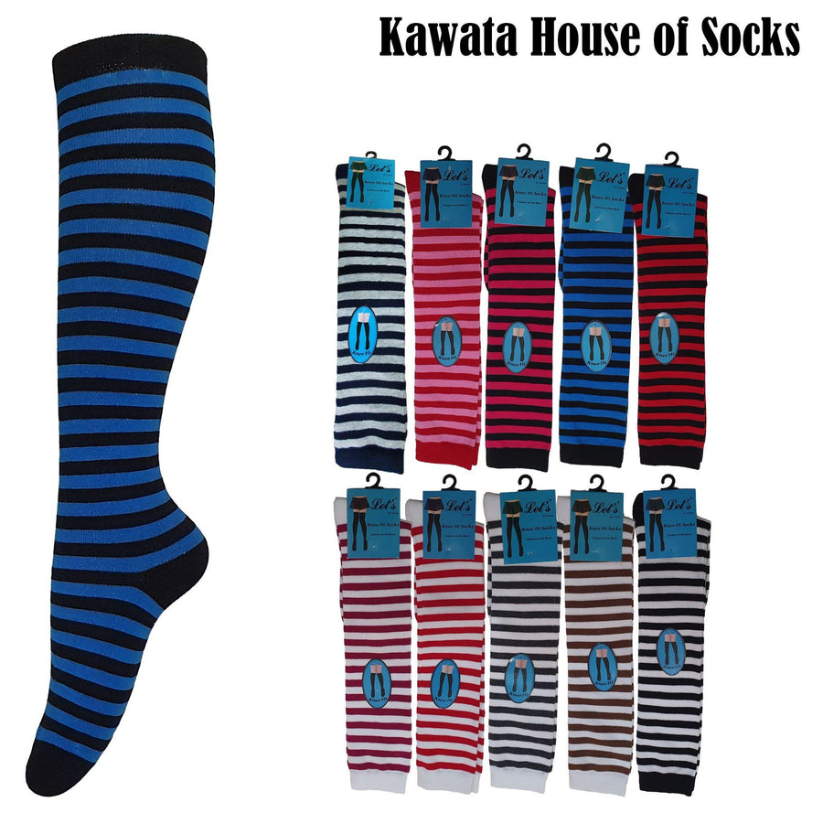 Stripes Cotton Knee High Socks - Kawata House of Socks