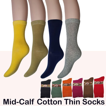 Ladies Mid Calf Thin Cotton Socks - Kawata House of Socks