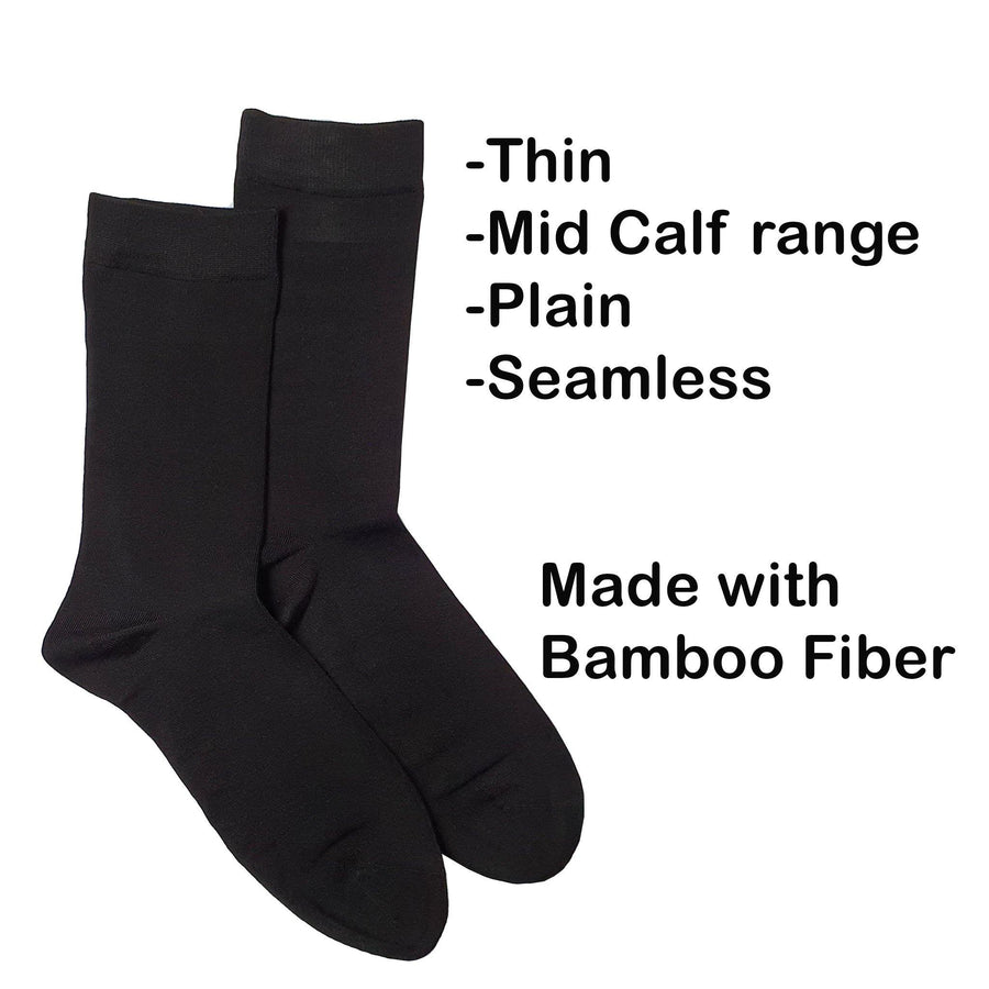 Bamboo Mid Calf Plain Business Socks - Kawata House of Socks