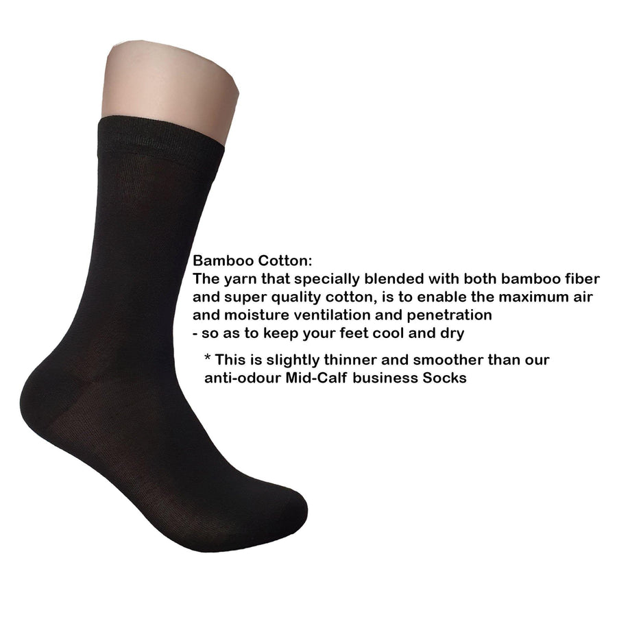 Bamboo Mid Calf Plain Business Socks - Kawata House of Socks