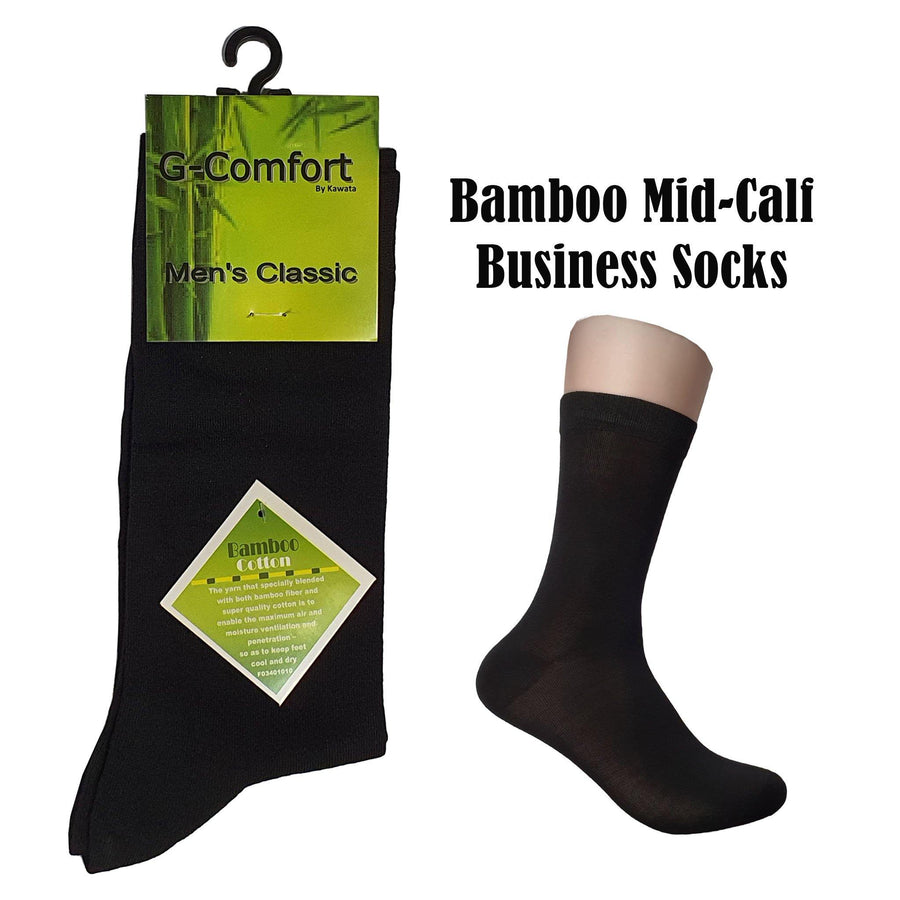 Bamboo Mid Calf Plain Business Socks - Kawata House of Socks