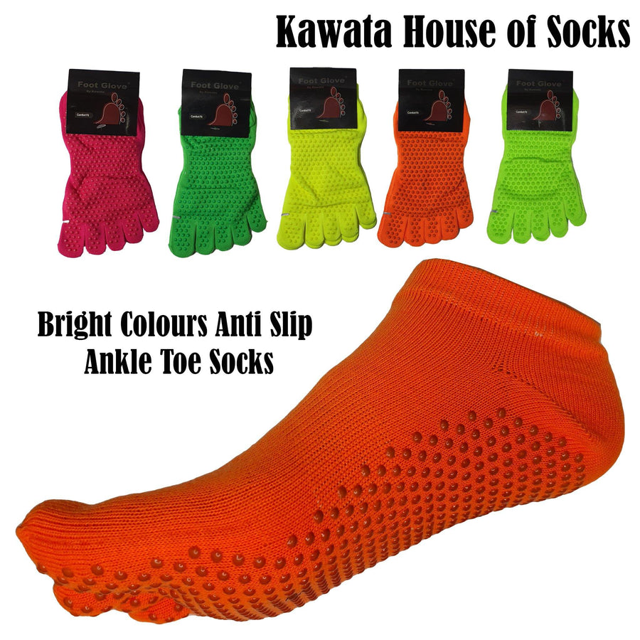 Bright Colours Anti Slip Ankle Toe Socks - Kawata House of Socks