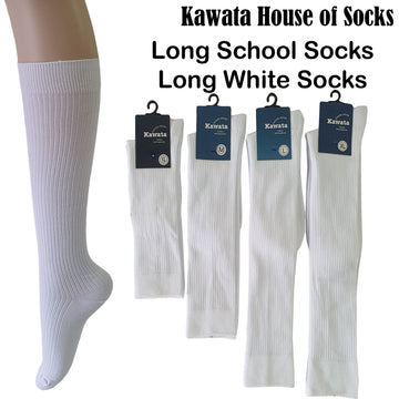 Full White Cotton Long Socks | Kids Long White Socks | Long School Socks | White Knee High