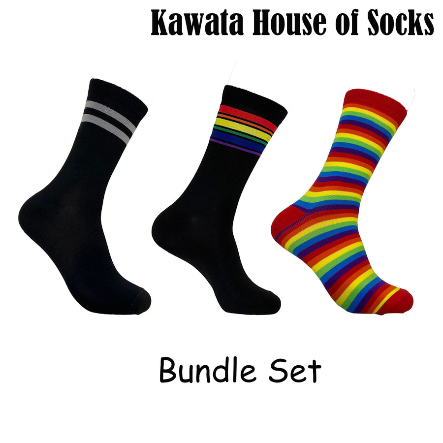 3-in-1 Rainbow Mid Calf Socks ( Bundle )