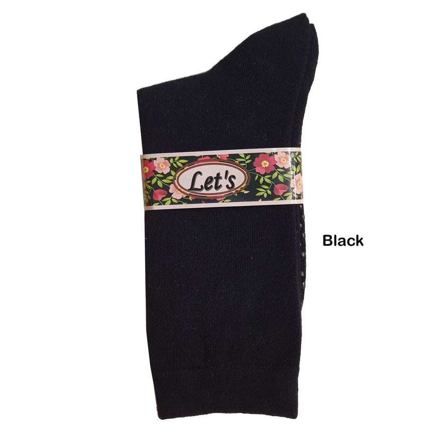 Ladies Anti-Slip Mid Calf Cotton Socks - Kawata House of Socks