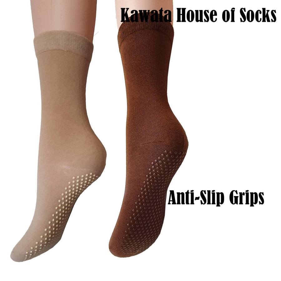 Ladies Anti-Slip Mid Calf Cotton Socks - Kawata House of Socks