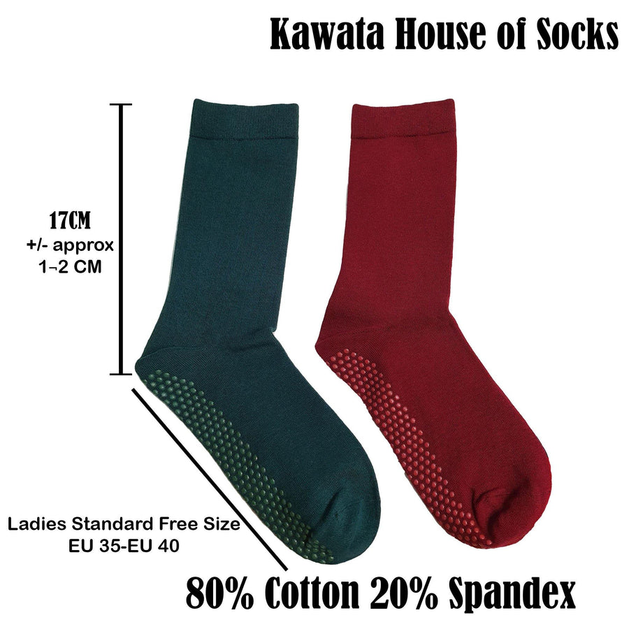 Ladies Anti-Slip Mid Calf Cotton Socks - Kawata House of Socks