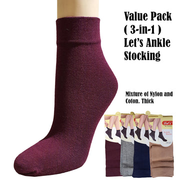 Let's Ankle Stocking Thick Nylon and Cotton Mix