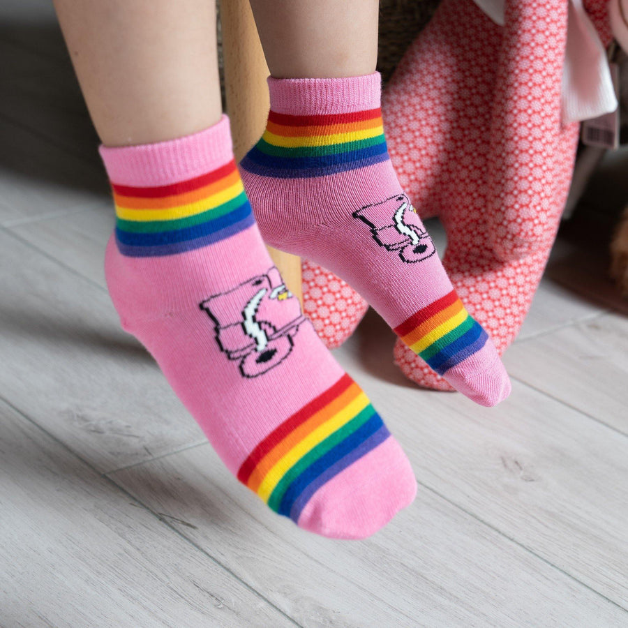 Anti-Slip Quarter Rainbow Roller Blade Socks - Kawata House of Socks