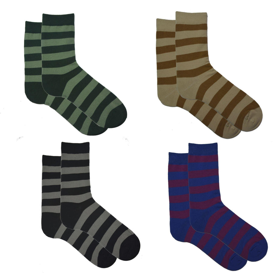 Mid-Calf Stripe Cotton Socks - Kawata House of Socks