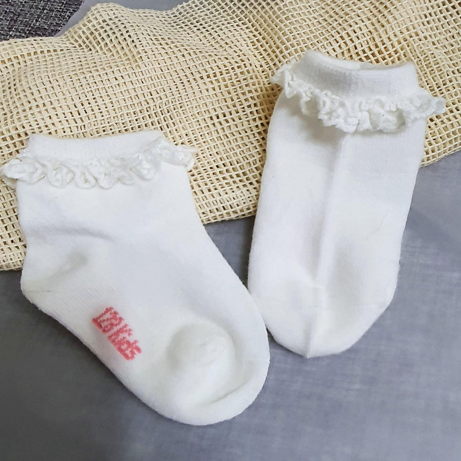 White Lace Ankle Baby Socks - Kawata House of Socks