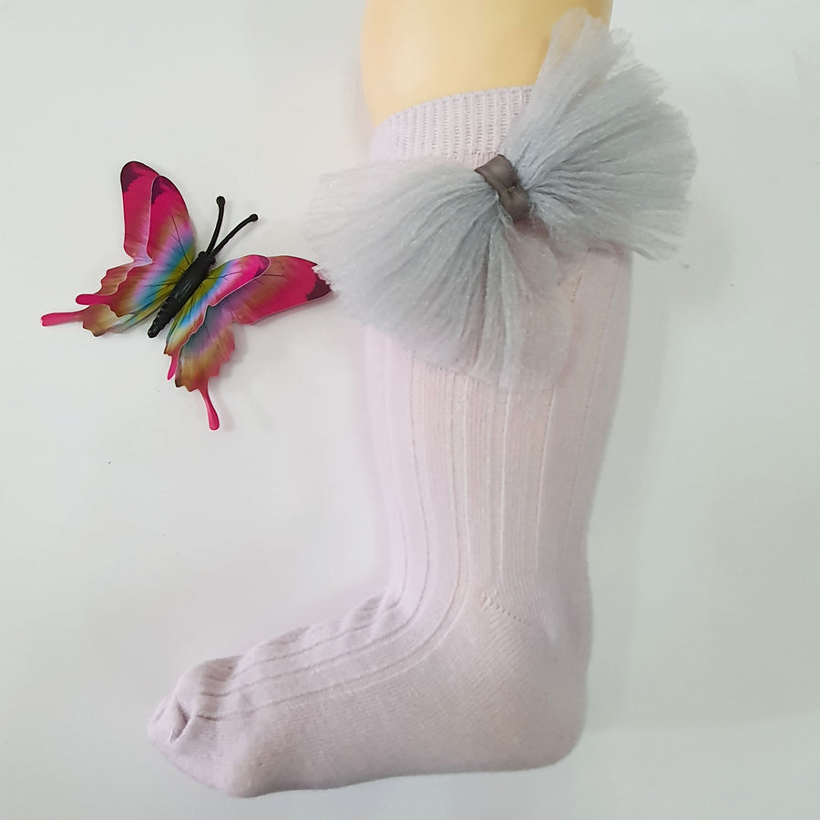 Pink Ribbon Long Socks ( 1-5 years old )