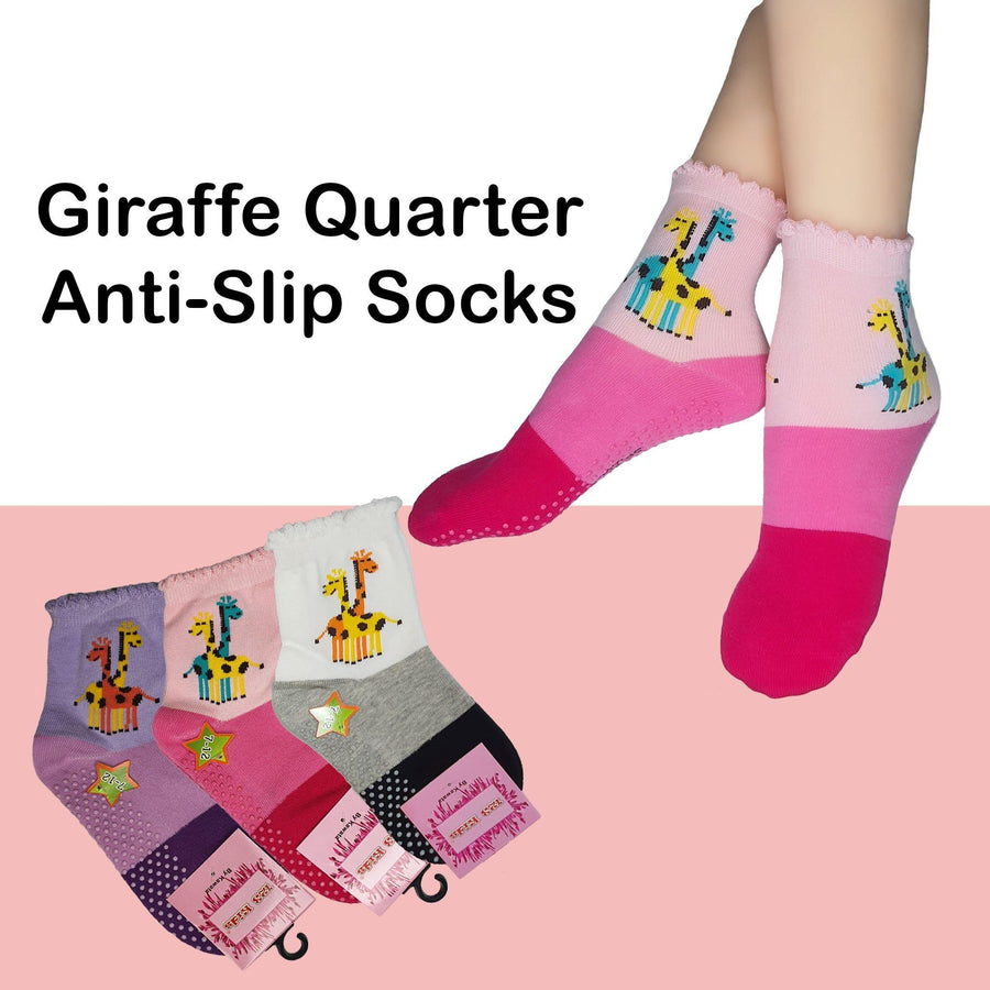 Anti Slip Giraffe Quarter Socks - Kawata House of Socks