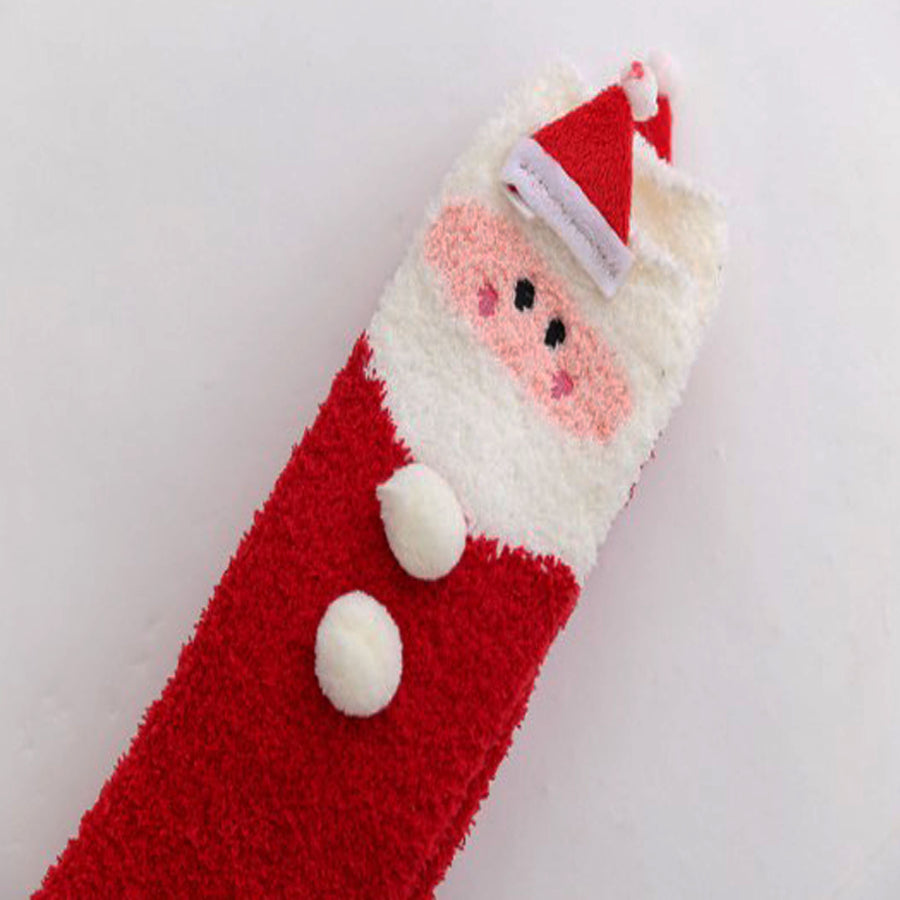 Santa Christmas Fuzzy Long Sleeping Socks